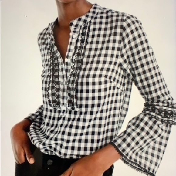 J. Crew Tops - J. Crew Black & White Gingham Shirt